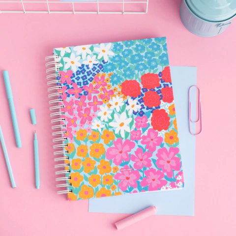 Cuaderno universitario T/D con divisiones - Florcitas