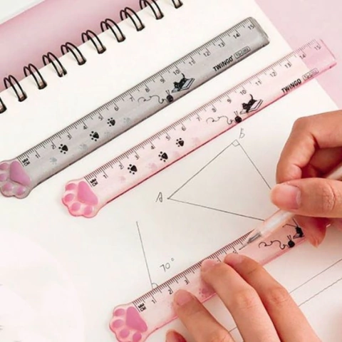 Regla gatito 15cm - NEGRO TRASPARENTE