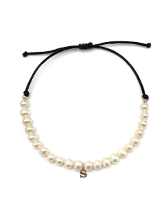 Pulseira pérola com letra S