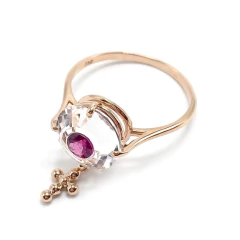 Anel olho grego quartzo de cristal com rodolita - comprar online