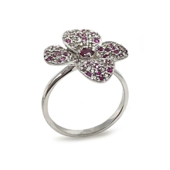 Anel Flor Rubi e topázio branco - comprar online