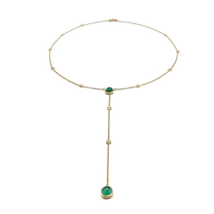 Colar body chain com esmeralda cabuchon