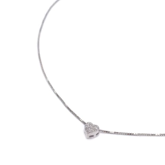 Colar Coração Diamante ouro branco - La Chica de Oro