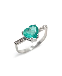 Anel coração esmeralda