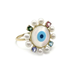 Anel olho grego com mix de gemas na internet