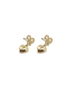 Brinco coração com laço diamante - comprar online