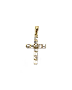 Pingente Cruz ouro amarelo com diamantes