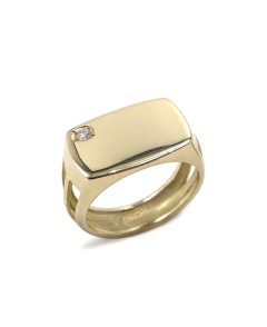Anel dedinho quadrado diamante - La Chica de Oro