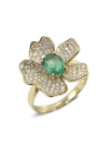 Anel flor esmeralda brasileira e diamante