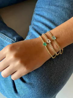 Pulseira Coração Topázio branco - La Chica de Oro
