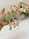 Tiara balão flocado com pompom colorido 