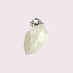 Anillo de Alpaca con Baño de Plata Cuarzo Cristal 2