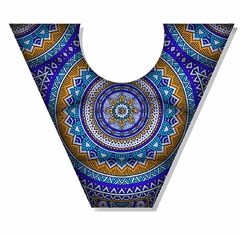 Almohadilla Herradura Mandala Azul Naranja