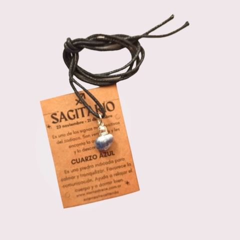 Collar Cordón Signo Sagitario - Cuarzo Azul
