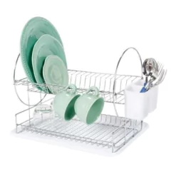 SECA PLATO ESCURRIDOR DOS NIVELES CROMADO CON BANDEJA - comprar online