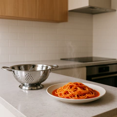 COLADOR DE ACERO INOXIDABLE CON BASE Y ASAS 20 / 24 / 28 CM