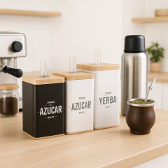 SET DE LATAS YERBERA Y AZUCARERA COMBO MATERO CON PICO VERTEDOR - tienda online