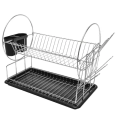 SECA PLATO ESCURRIDOR DOS NIVELES CROMADO CON BANDEJA