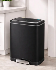 Cesto de residuos 30 L pedal y cierre suave NEGRO