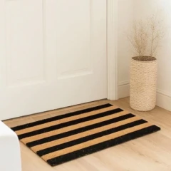 FELPUDO ALFOMBRA DE COCO ANTIDESLIZANTE RAYAS NEGRAS