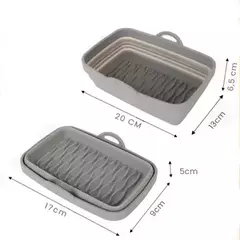 MOLDE RECTANGULAR DE SILICONA PLEGABLE PARA FREIDORA DE AIRE - IDEAL PARA FREIDORAS DOBLE CANASTO en internet