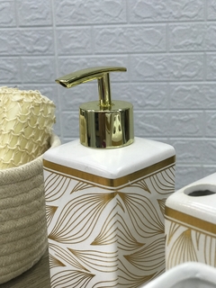SET DE BAÑO 4 PIEZAS HOJAS DORADO - Mots