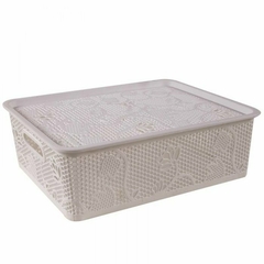 CANASTO ORGANIZADOR CON TAPA DE DISEÑO 36x26x12