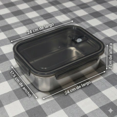 1480ml CONTENEDOR RECTANGULARES DE ACERO INOXIDABLE APTO MICROONDAS - comprar online