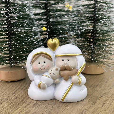 SAGRADA FAMILIA BLANCA Y DORADA PESEBRE