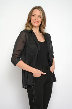 Camisa PRAIA de voilé rayon con musculosa manga 3/4 (5727)