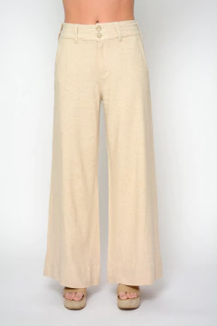 Imagen de Palazzo ROBLE de lino elastizado con cierre y botones (5916)