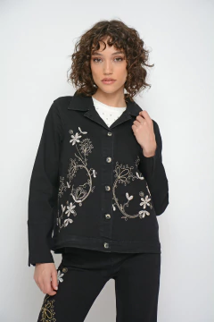 Campera CHRIS bordada negra (J6108) - comprar online