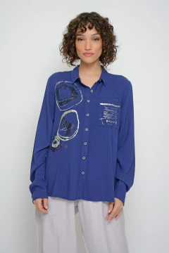 Camisa WHITNEY slub con estampa y transfer (6010) - comprar online