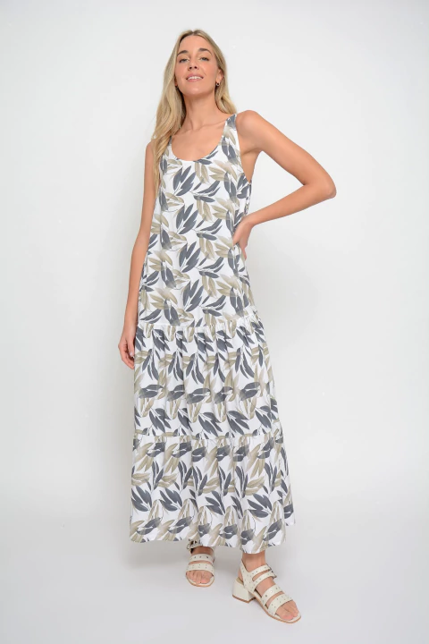 Vestido HOMERO de fibrana con volados estampado (2054)