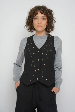 Chaleco COURTNEY de bengalina con tachas (6029) - comprar online