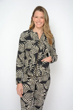 Campera CALDÉN de bengalina estampada con cierre (5940)