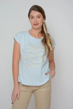 Remera ACACIA de algodón con ondas de glitter (5917) - Moravia Jeans