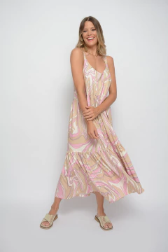 Vestido MANNY con volados de jersey flamé estampado (5526)