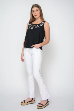 Mini oxford CANELA con tachas y strass blanco (J5955)