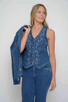 Chaleco CALVIN tachas azul (J6130)