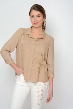 Camisa TALA con flores bordadas y cristales (5910) en internet