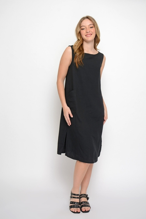 Vestido SARAMAGO cuello bote de lino c/ lycra (2027)