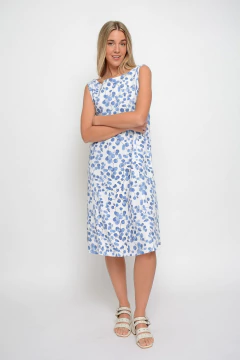 Vestido SARAMAGO cuello bote de lino c/ lycra (2027) - tienda online