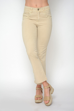 Mini oxford MENTA con perlas arena (J5918) - comprar online