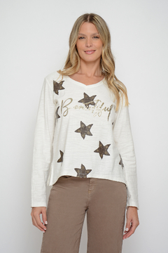 Remera ELVIS de flamé con estrellas y texto (6000) - comprar online