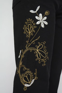 Mini oxford CHRIS bordado flores negro (J6109) - Moravia Jeans