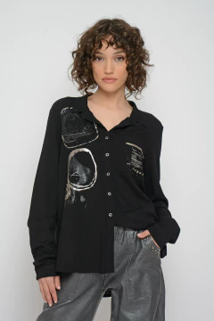 Camisa WHITNEY slub con estampa y transfer (6010)