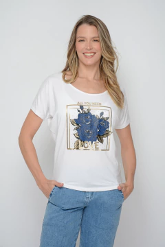 Remera FICUS flores en cuadro (5937) en internet