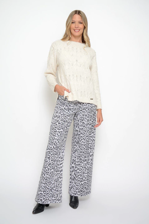 Ancho SABRINA cruzado leopardo gris (J6133)