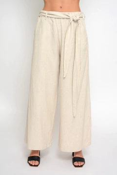 Palazzo TOLKIEN de lino elastizado con lazo cruzado (2043)